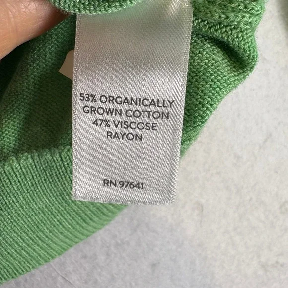 J. Jill Garden Green Organically‎ Grown Cotton V-neck Cardigan Women's L Office - Picture 6 of 6